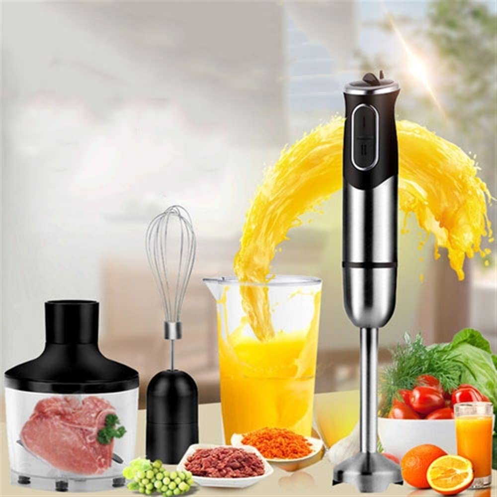 Blender ręczny ręczny, blender ręczny 4 w 1, blender ręczny ze stali nierdzewnej, bez BPA, narzędzie kuchenne, idealny do zup, koktajli, przecierów, jedzenia dla niemowląt