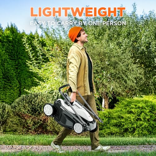 Image of Litheli 16 Inch Lawn Mower 2 x 20V Brushless Electric Mowers for Garden Yards, Lightweight Cordless Lawnmower with 6-Position Height Adjustment, 2 x 4.0Ah Battery Include