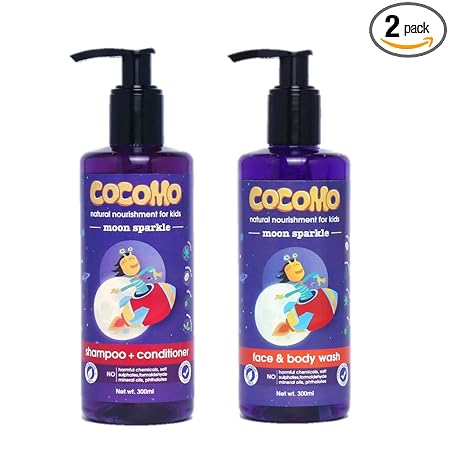 Cocomo Natural - Shampoo and Body Wash for Kids - No Parabens & Sulphates - Moon Sparkle 300Ml