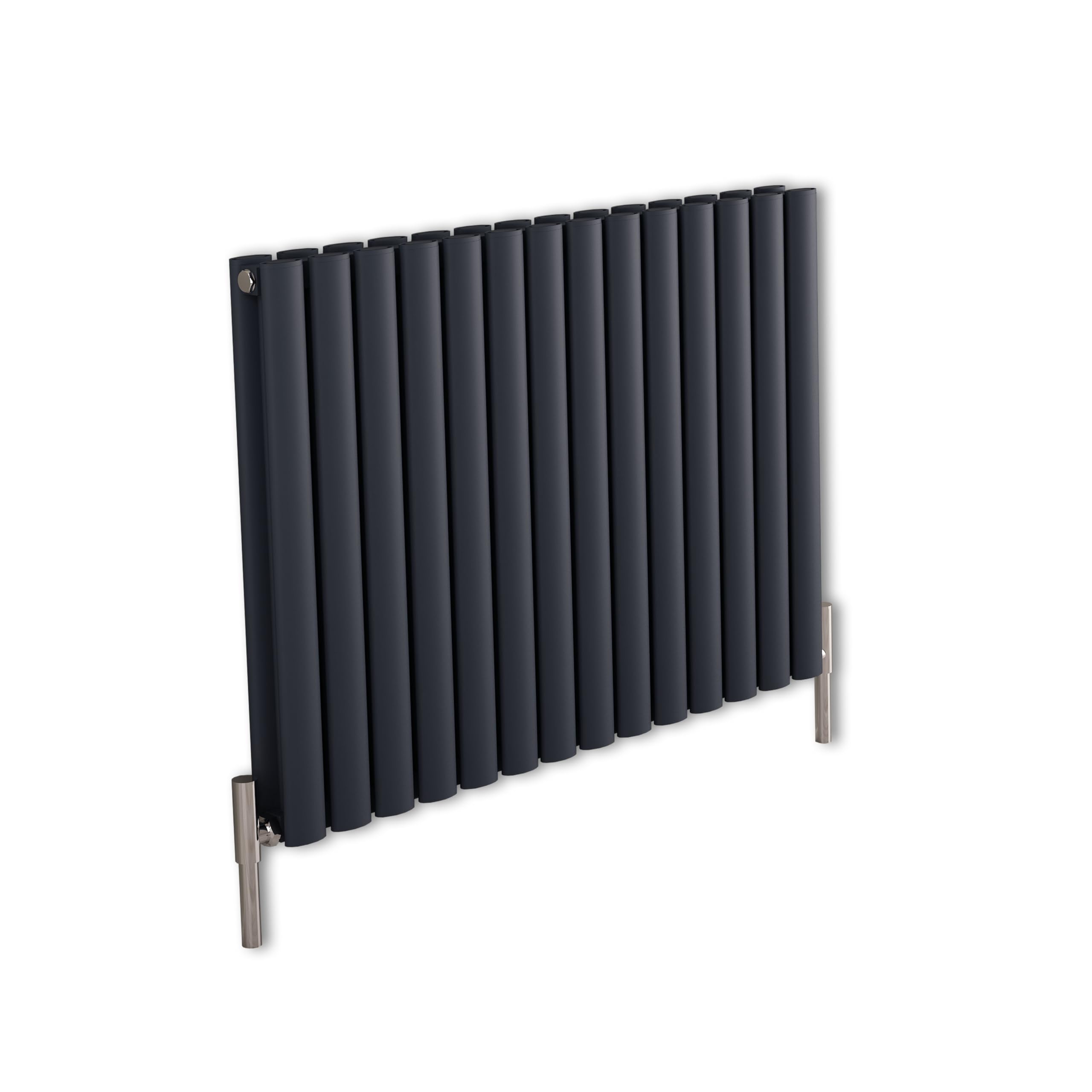 Milano Anthracite Aruba Horizontal Double Oval Panel Aluminium Radiator - 600Mm X 780Mm