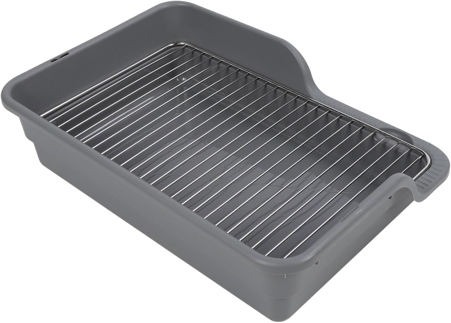 Dog Potty Tray Spill Proof Stainless Steel Grid for Small Medium Dogs, Easy to Clean Indoor Dog Training Toilet Potty Tray for Home Use, Plastic 19.09 X 13.39 X 4.72in Size (Grey)