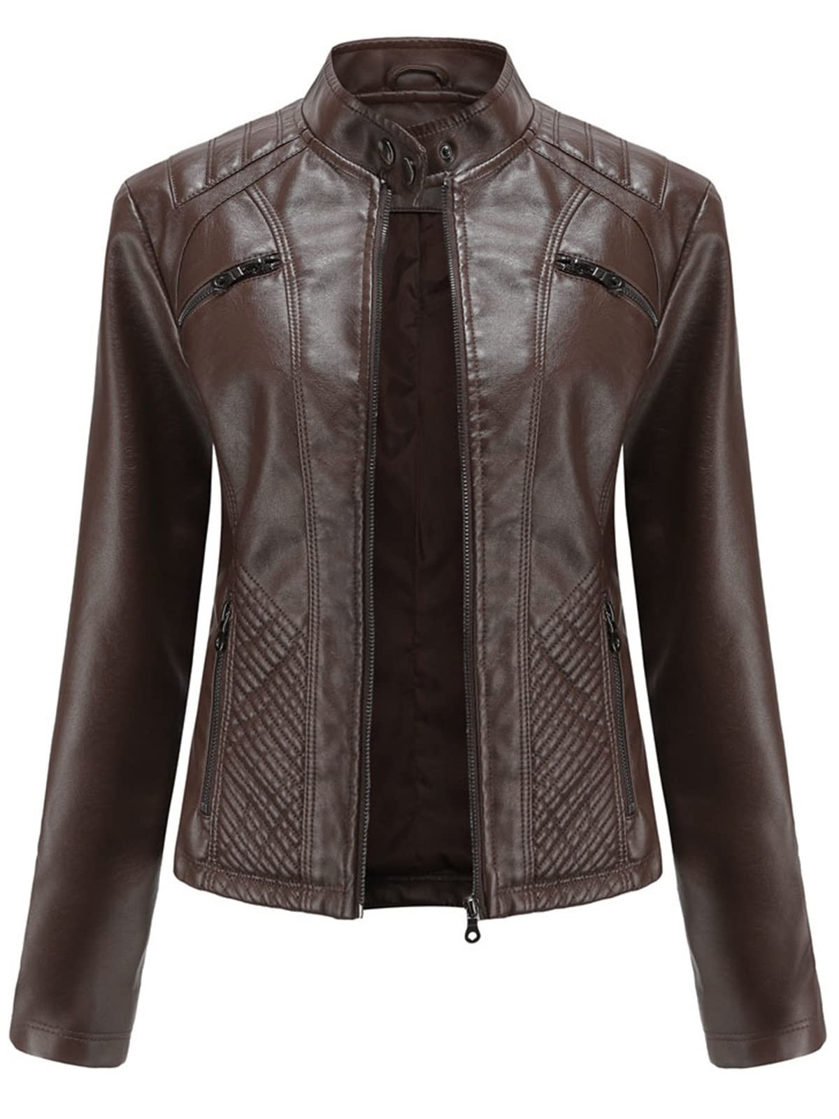 Dames leren jack slim fit imitatieleren jack herfst winter bikerjack kort dames jack leer met ritsen capuchon (Color : Black, Size : 7XL