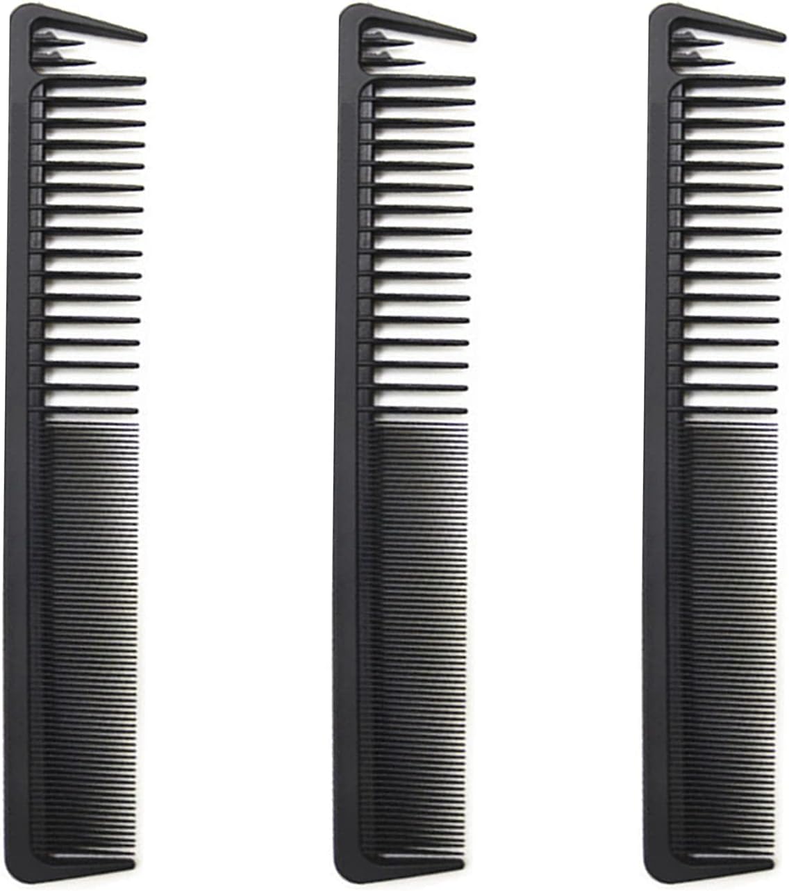 Avenoir Carbon Fiber Cutting Comb, Professional 8.19'' Hair Dressing Comb, Anti Static Heat Resistant Comb For All Hair Types, Fine and Wide Tooth Hair Barber Comb, 3 PacK