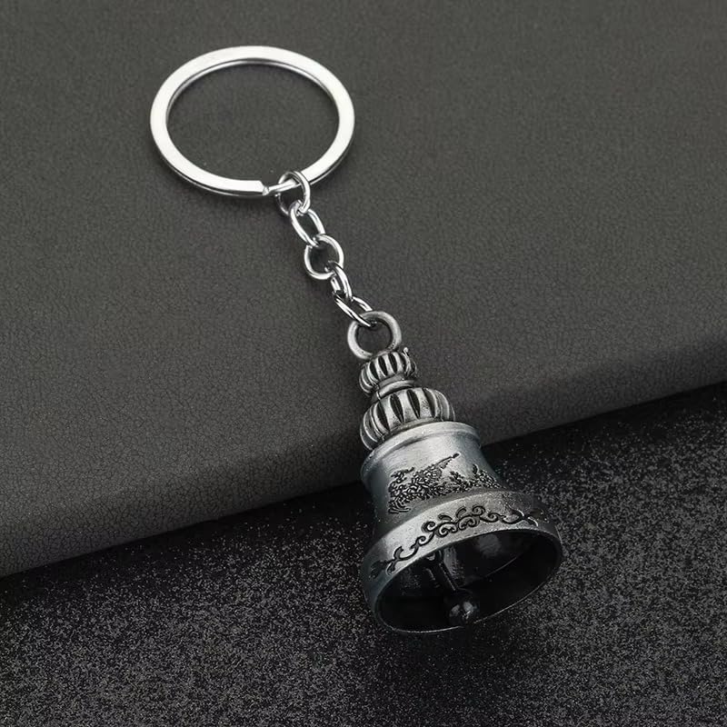 Image of Techpro Guardian Bell KeyChain Tibetan Key Chain Good Luck Key Chain For Bike (Silver Bella)