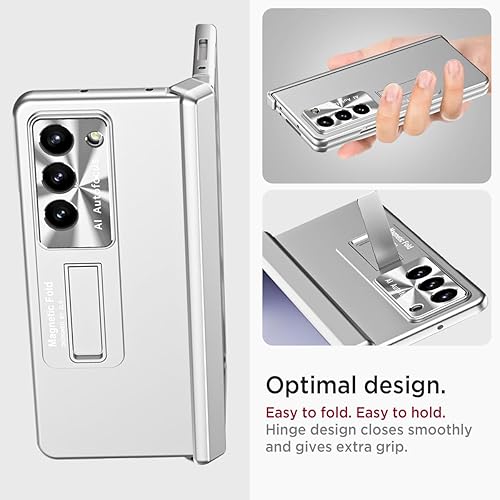 Miniatura 6 de Miimall Funda delgada para Samsung Galaxy Z Fold 5 con protección de bisagra, protector de pantalla y soporte, funda rígida ultra fina y ligera para