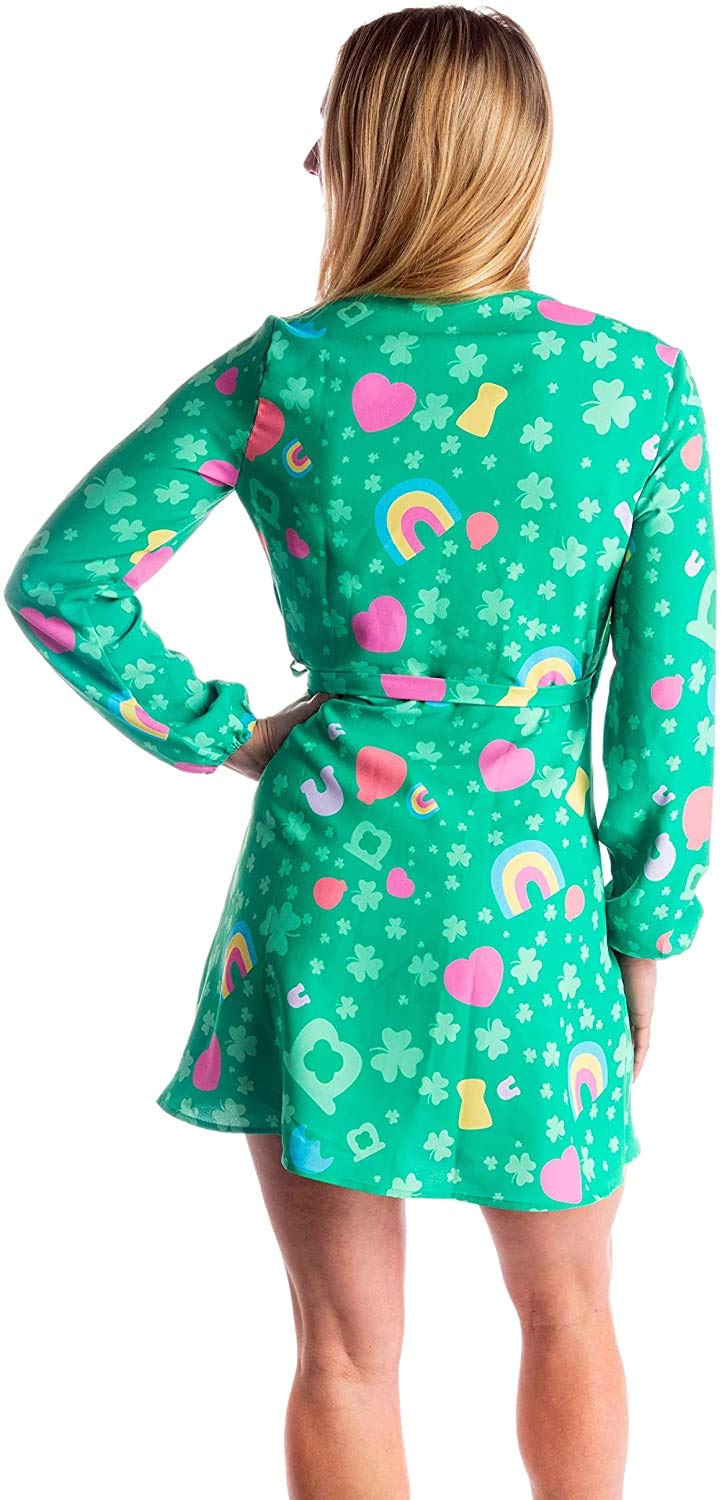 Shinesty Womens St Patrick's Day Wrap Dress Lucky Charms Print