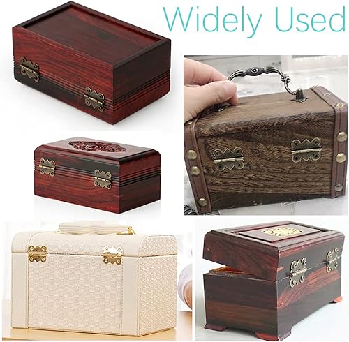 Miniatura 7 de 50 bisagras de bronce antiguo, bisagras retro a tope para bisagra de repuesto, joyero de madera decorativo (bisagras de mariposa de 1.181 x 0.984 in)