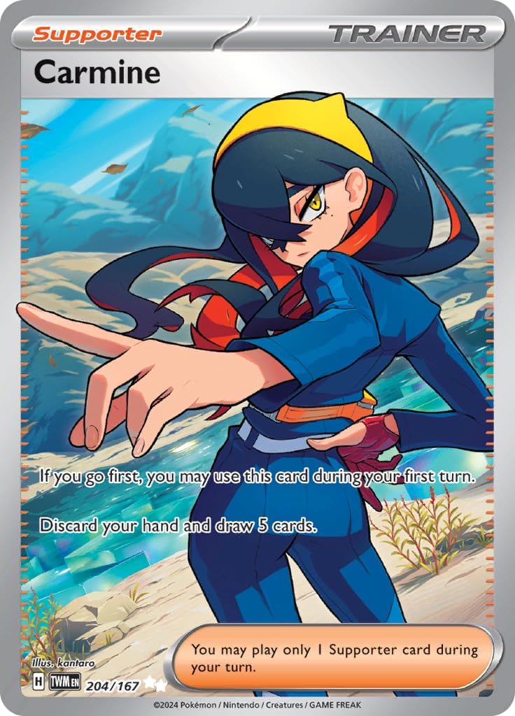 Pokemon – Carmine 204/167 – Twilight Masquerade – Full Art Suppoter Card – Secret Rare