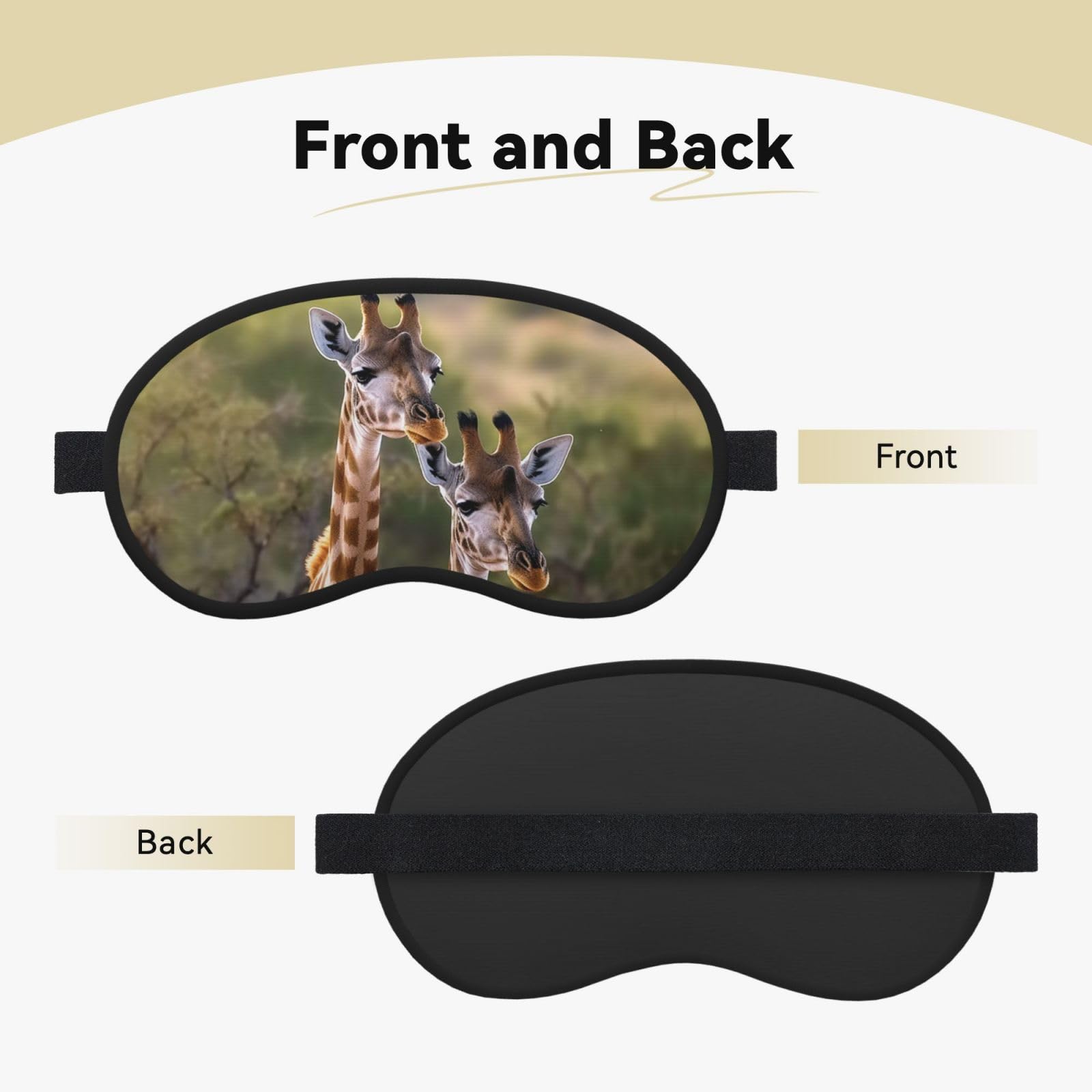 Sleep Mask for Side Sleeper Silk Sleeping Eye Masks with Elastic Strap Super Soft Eye Sleep Shade Cover Two Giraffes Blackout Night Blindfold for Women Men Travel
