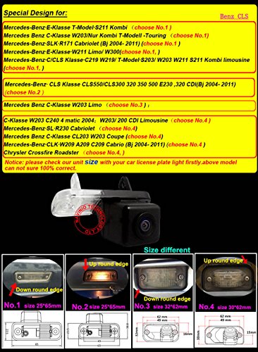Kalakass Van Backup Camera Car Rear View Backup Camera for C-Klasse W203 Limo(NO.3), No. 3 size 32 x 62 mm down round edge - Image 2