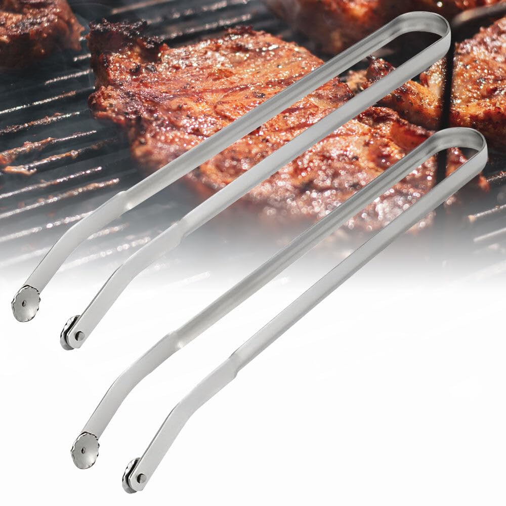 Pinze Per Barbecue In Acciaio Inox - Lunghe 36 Cm, Con Rotella Girevole (Set Da 2)