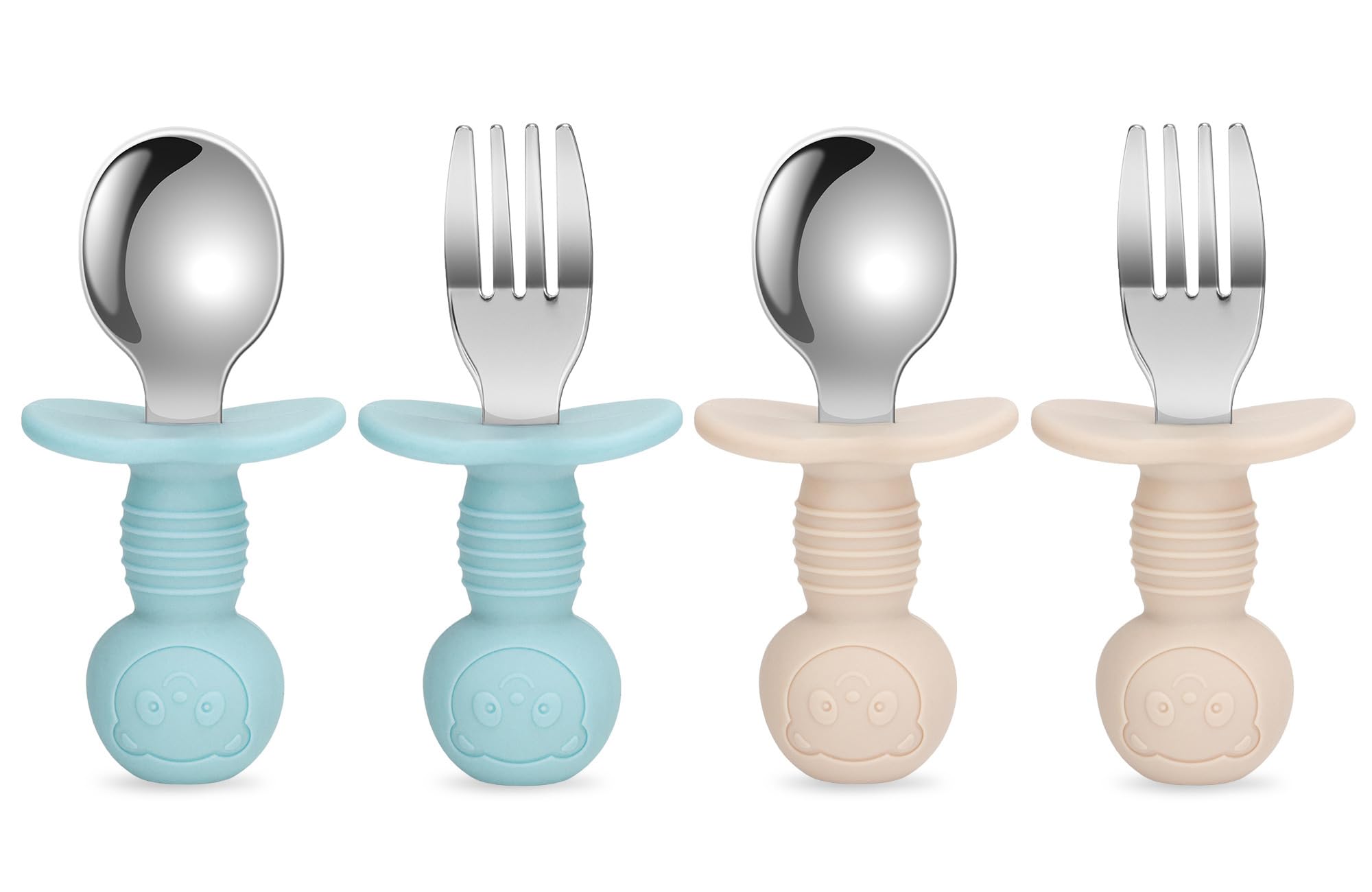 MOJINL Set of 4 Baby Cutlery Set from 1 Year, BPA-Free Silicone Baby Cutlery Set