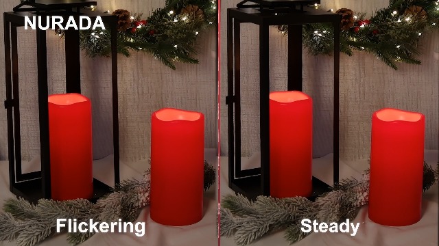 Image of NURADA 8 inch x 4 inch Large Outdoor Flameless Candles - Waterproof LED Pillar Flickering Candle Battery Operated with Timer Remote Control for Patio Porch Christmas Decor - 2 Pack Red