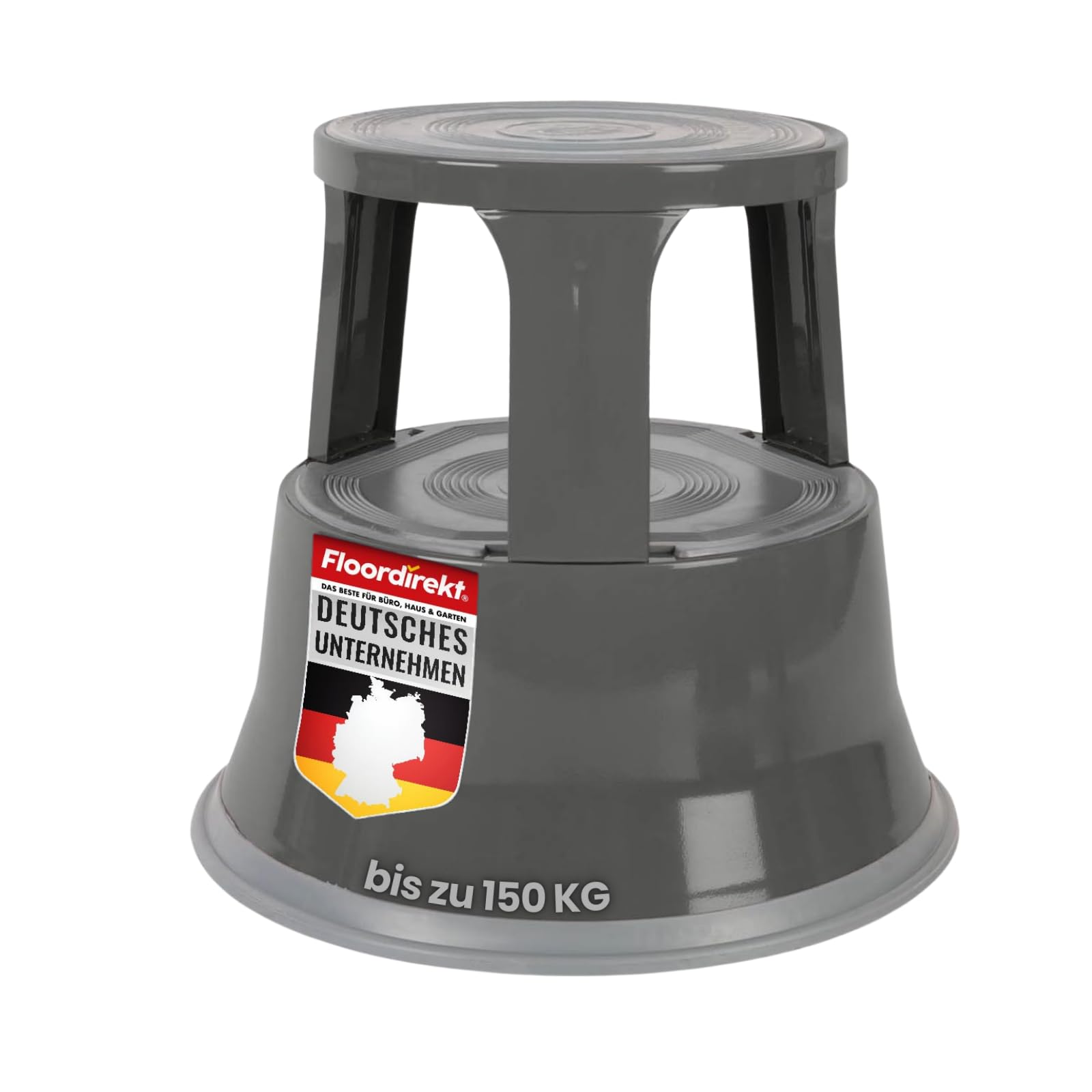 Floordirekt Sgabello a rotella, poggiapiedi, elefante | Sgabello per ufficio o commerciale | molti colori | plastica o acciaio (grigio, metallo)