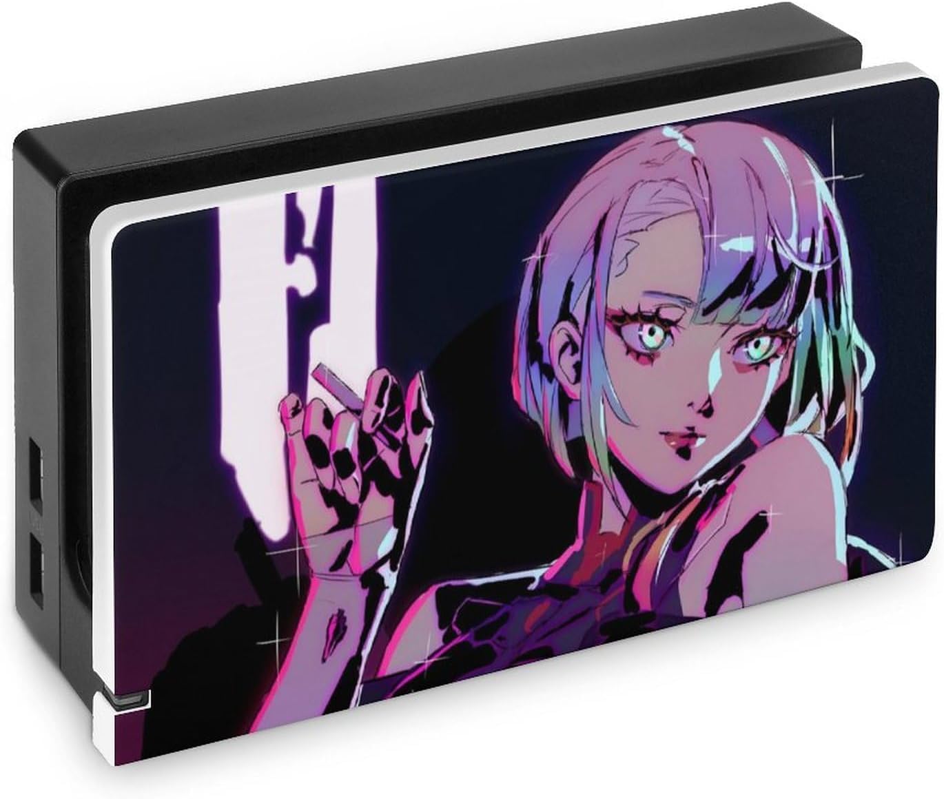 Cyberpunk EdgeRunners Lucy Switch Dock Cover, Switch Base Protective Shell, Stylish, Thin, Lightweight, Switch Dock Protective Case, Game Console Storage, Easy Installation, Drop Prevention, Shock