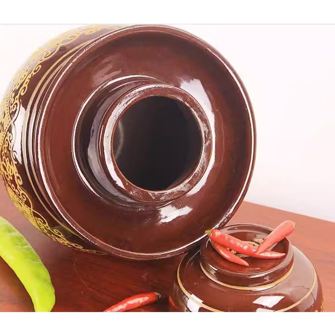 Duży ceramiczny słoik na marynaty z pokrywkami, tradycyjny chiński porcelanowy słoik do marynowania, ceramiczny garnek fermentacyjny z uszczelką wodną pokrywką śluzy powietrznej, garnek do kiszonej