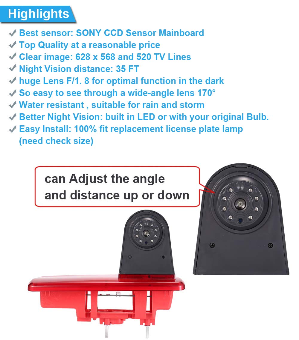 〔Kit telecamera per retromarcia〕4.3‘’ Monitor LCD + Obiettivo da 12 mm CMOS Telecamera posteriore per auto HD 3° freno per Fiat talento Nissan NV300 Renault Trafic III Primastar Opel/Vauchall Vivaro