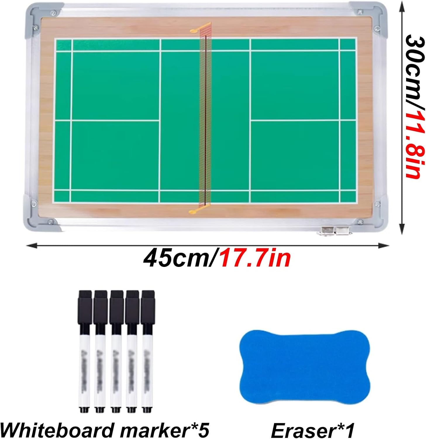Badminton Coaching Board, Double-Side Badminton Coaching Whiteboard, Includes Pen and Eraser, Hangable Design, Suitable for Teaching