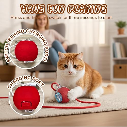 Miniatura 2 de Juguetes interactivos para gatos de interior, 2026 nueva bola interactiva inteligente para gatos y perros, juguete eléctrico de bola rodante para
