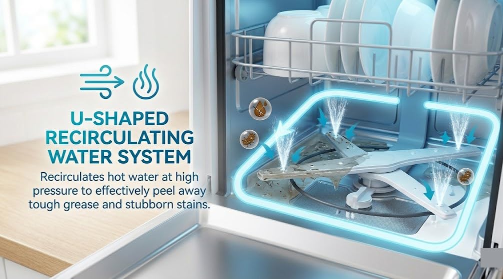 Lavastoviglie da tavolo da 1100 W, con serbatoio dell'acqua da 6 l, 4 modalità di lavaggio, mini lavastoviglie con serbatoio dell'acqua, lavastoviglie portatile, piccola cucina, supporti