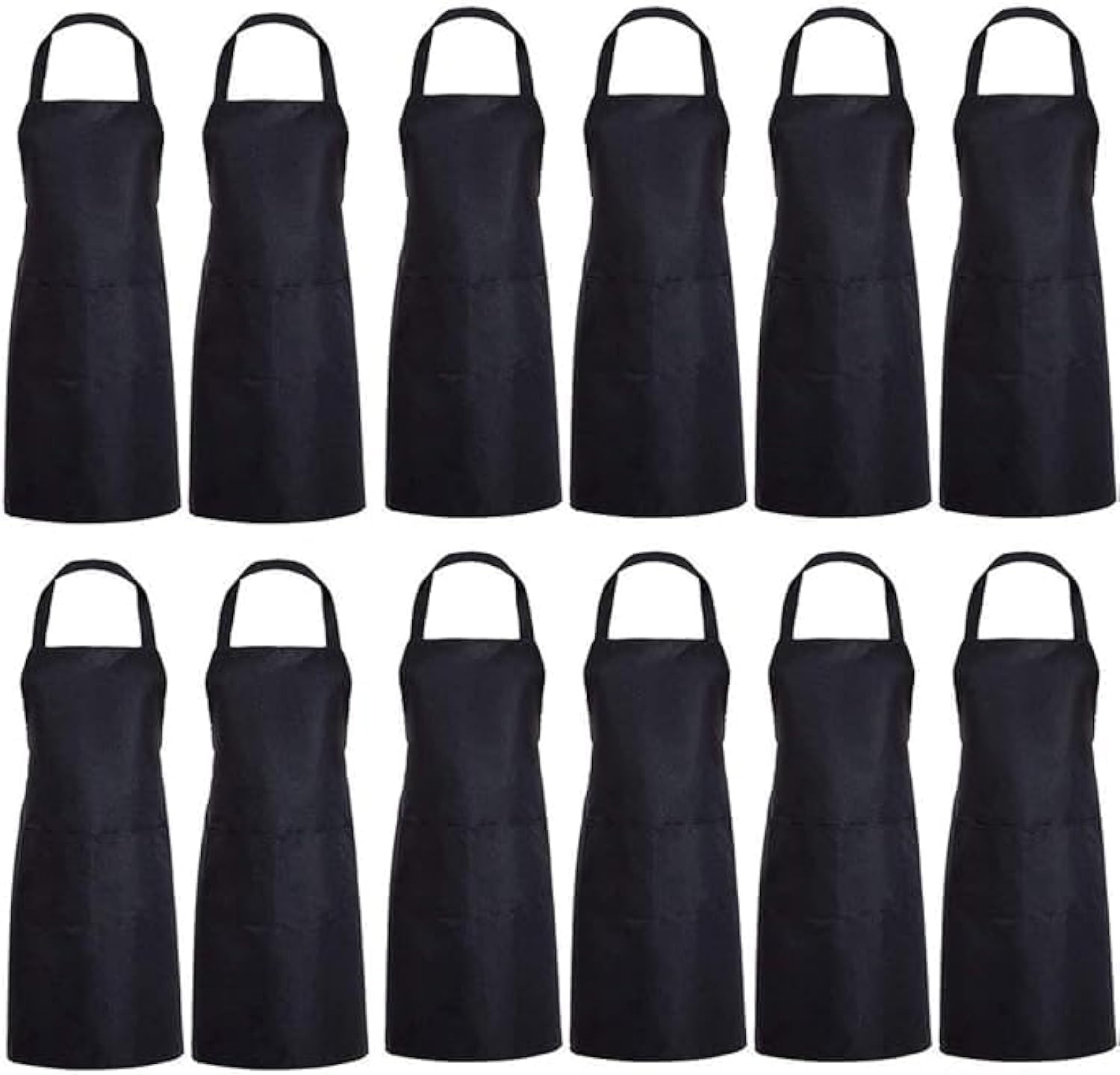 12 PCS Plain Color Bib Apron Adult with 2 Front Pocket,Cooking Kitchen Aprons for Women Men Chef