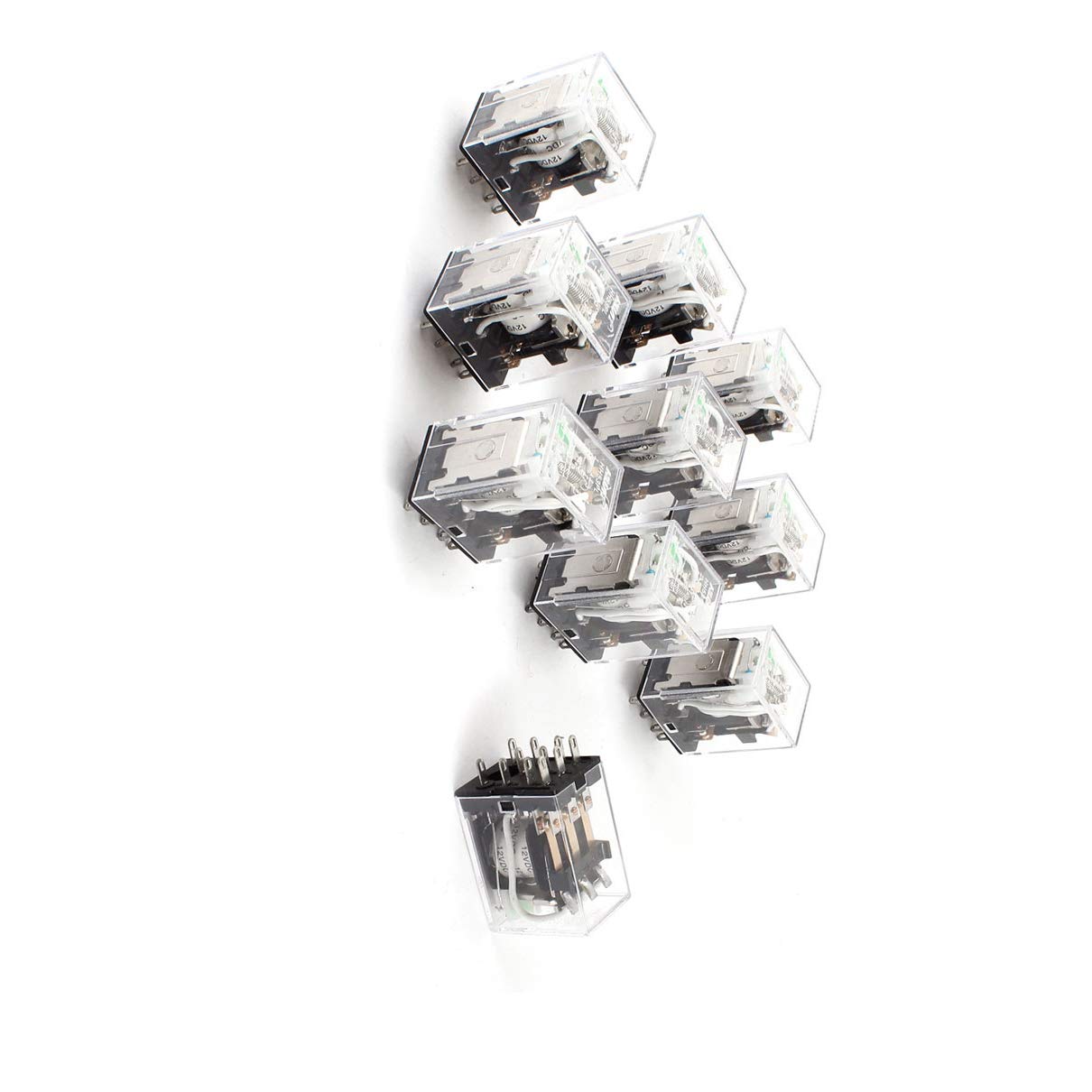 Aexit HH53PL DC 12V Coil 11 Pins 3PDT Green LED Light PowerRelay 10 Pcs (cb68521bf37b71040465b5932cd0826a)
