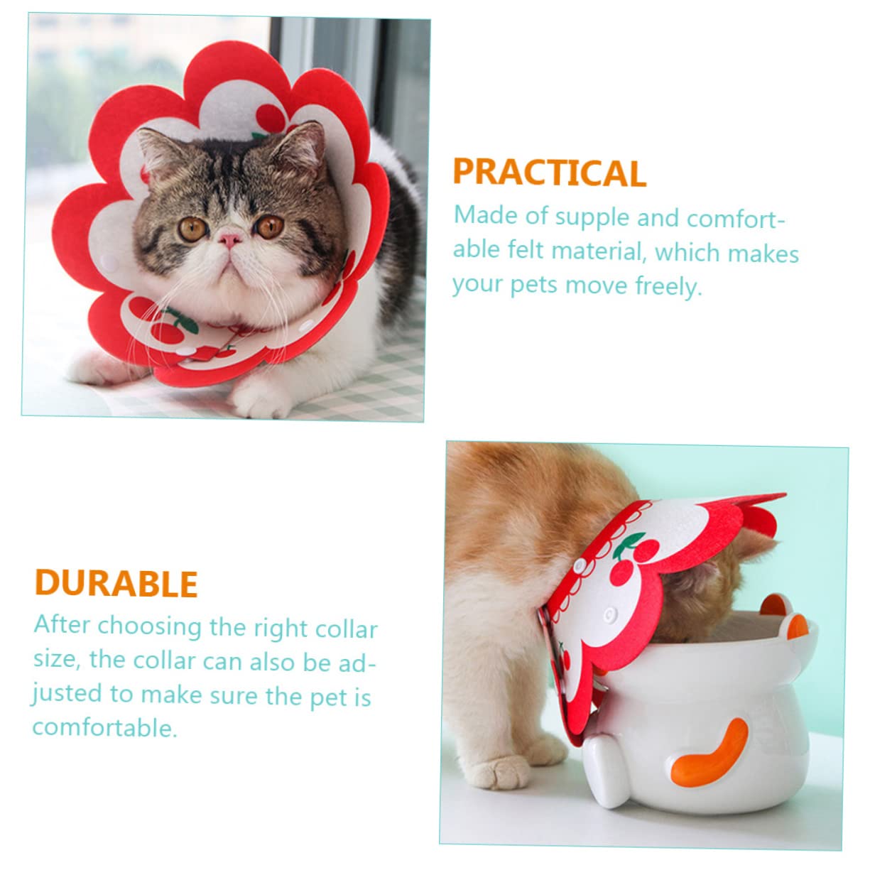 BESPORTBLE 5pezzi Collare Elisabettiano Decorativo Per Gatti Morbido e Traspirante Collare Per Post-operazione Protezione Ferite Misura Media Accessorio Per Animali Domestici Feltro