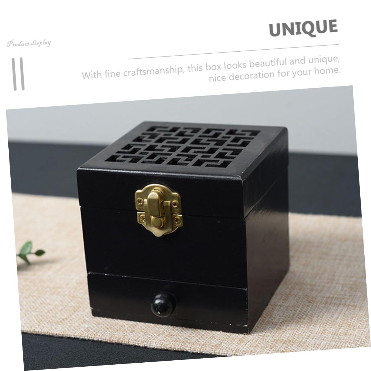 Gatuida Porta Incenso in Legno Quadrato 9,5 x 9,5 x 9,5 Cm Per Aromaterapia e Bakhoor, Lega Resistente, Nero, Per Uso Domestico, Ufficio e Meditazione