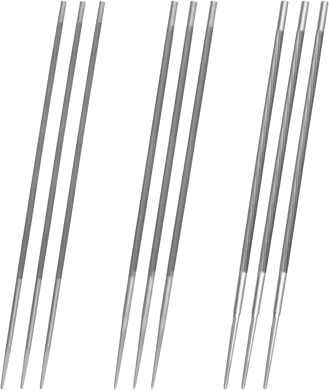 9Pcs Chain Saw File Set, in 3 Sizes 5/32''+3/16''+7/32''(4.0mm+4.8mm+5.5mm), Gasoline Saw File, Chain Accessories Round Steel File, Wear-Resistant and Durable Saw File