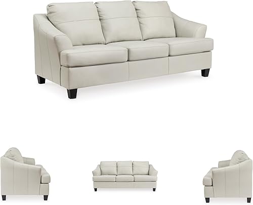 Miniatura 9 de Signature Design by Ashley Sofá moderno de cuero Genoa, color blanco