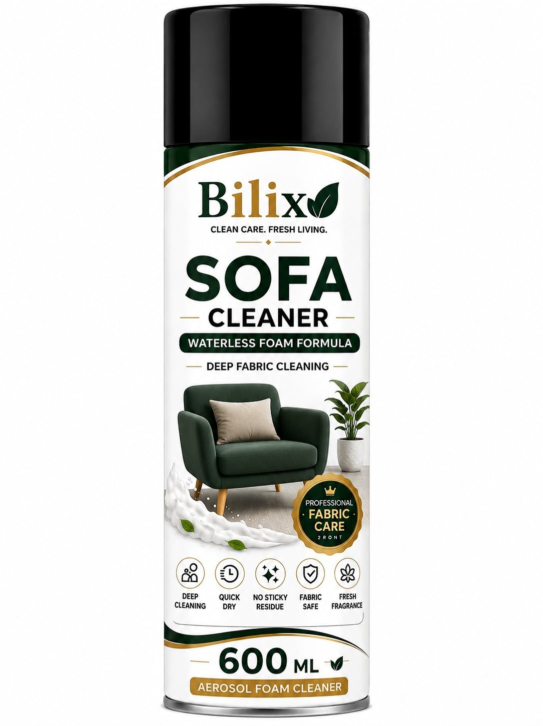 Sofa Cleaner Foam Spray 600ml | Waterless Upholstery Cleaner for Sofa, Carpet, Mattress & Car Seats | Deep Cleaning Foam Removes Stains, Dirt & Odours | Quick Dry Fabric Clean with Fresh Fragrance-image-24