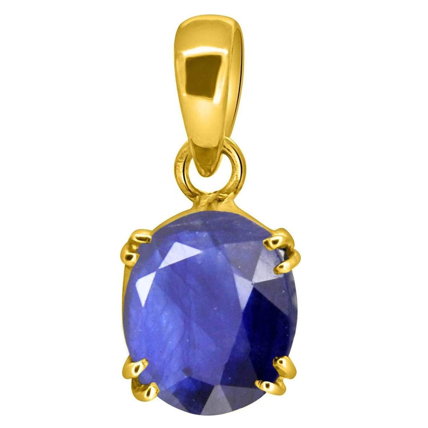 Akshita gems11.25 Ratti 10.00 Carat Original Certified AAA++ Quality Natural Blue Sapphire Pendant/Locket Gold Plated Gemstone by Lab Certified(Top AAA+) Quality for Men And Women By Lab Certified