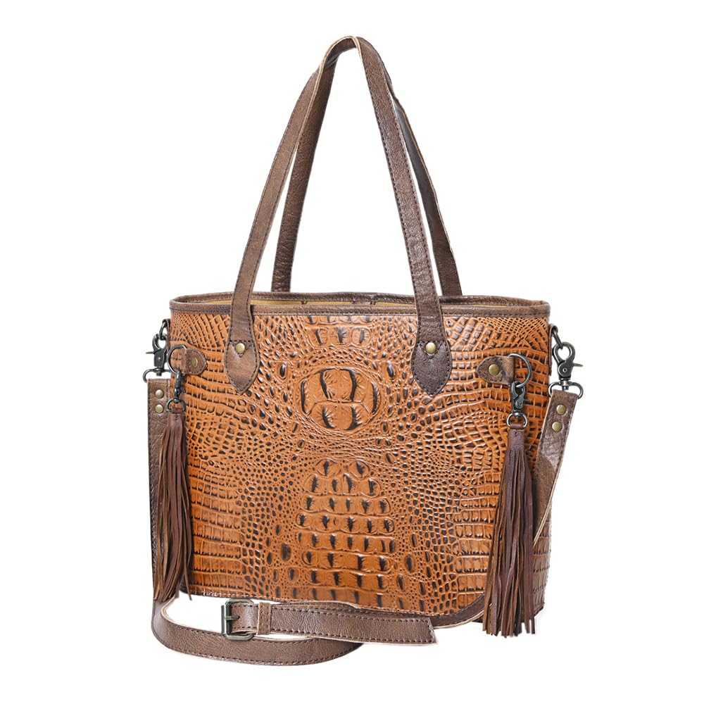 American Darling Tote Crocodile Embossed Genuine Leather Western Women Bag Handbag | Tote Bag | Tote for Women | Cute Tote Bag | Laptop Tote Bag