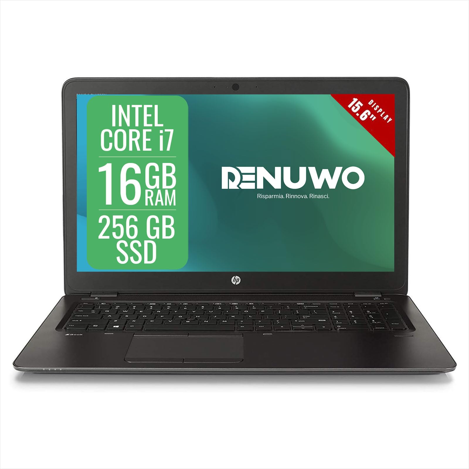 HP Zbook 15 G3 Notebook Workstation Business Intel i7-6500U, Ram 16GB, SSD 256GB, AMD W4190 2GB, Display FHD 15,6", Tastiera Qwerty IT, Batteria Nuova, Win 11 Pro + Libre Office (Ricondizionato)