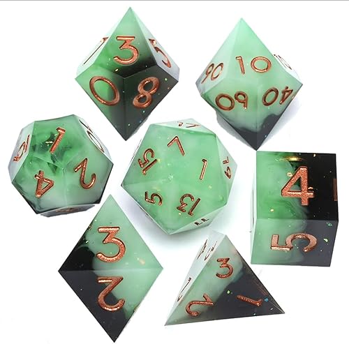 Juego de dados de Dungeons and Dragons DND, 7 piezas poliédricos de resina D&D, adecuados para juegos de rol, juego de dados de Dungeons and Dragons