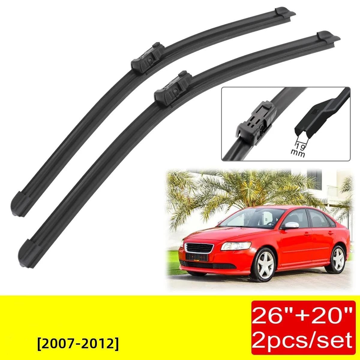 Para Volvo S40 2007 2008 2009 2010 2011 2012 Limpiaparabrisas Delanteros Cepillos Limpiaparabrisas 26 "+ 20" Limpiaparabrisas