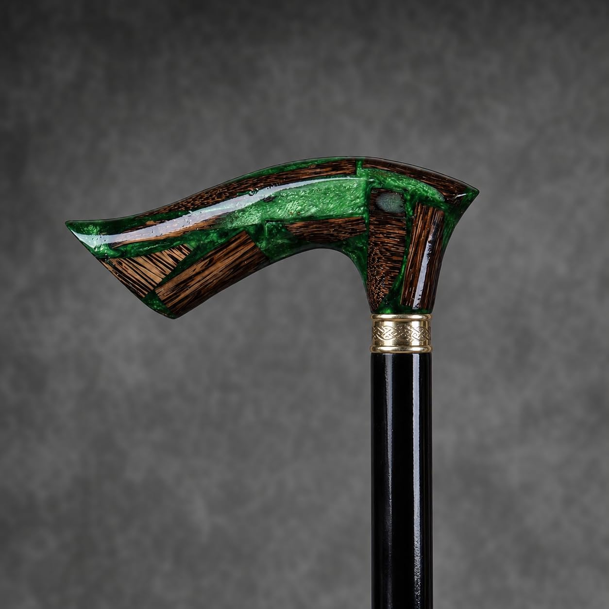 Wooden Walking Stick Old People Green epoxy and plamwood Hiking and Walking Cane Men Women Stylish Wood Walking Stick Rubber tip and Brass Accent 36 inches Cane (Green epoxy)-image-16