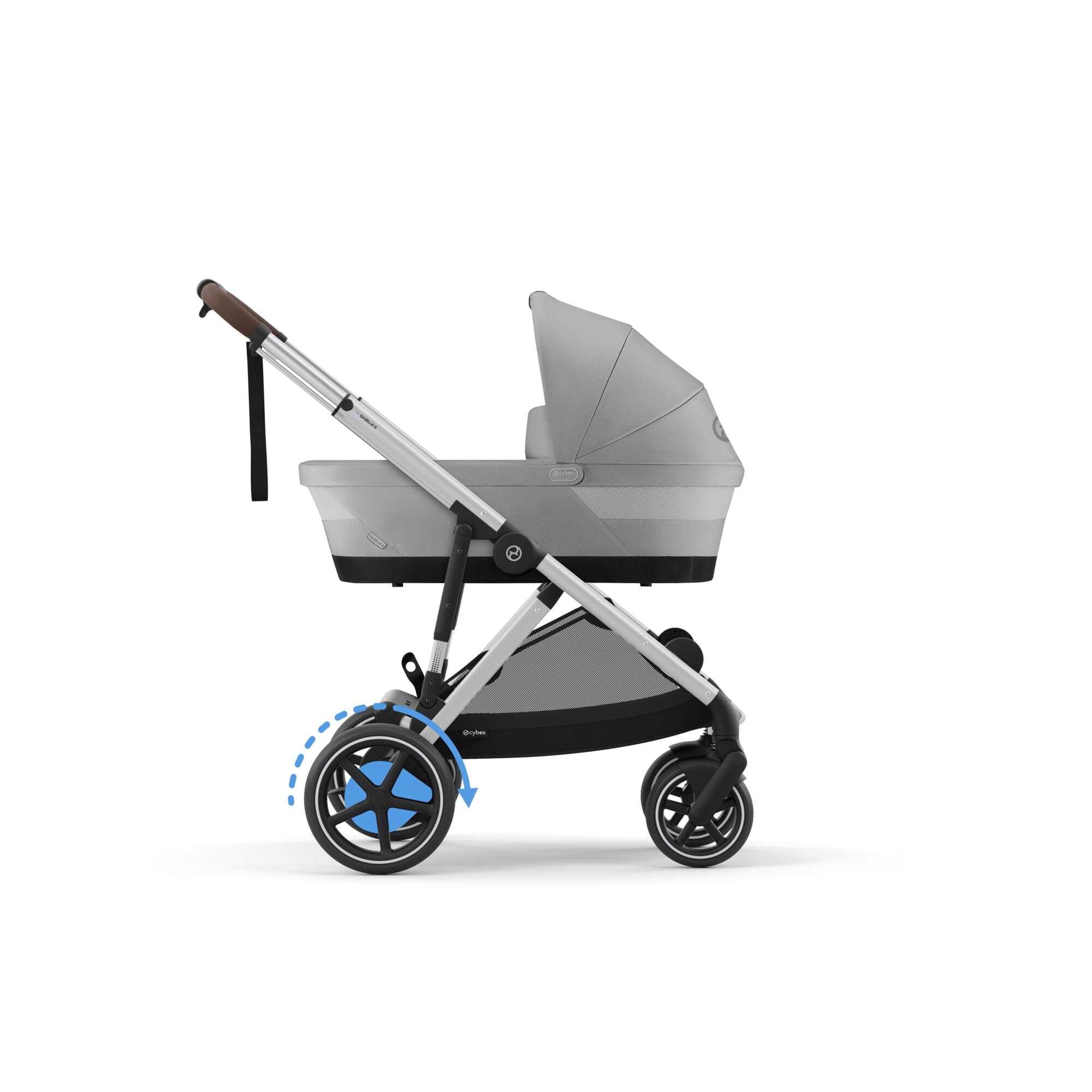 CYBEX Poussette Gold e-GAZELLE S, De la naissance à environ 4 ans, Max. 22 kg (mode simple) / 2x 22 kg (mode Duo), Système tout-en-1 avec propulsion électrique et 20+ configurations, Gris pierre