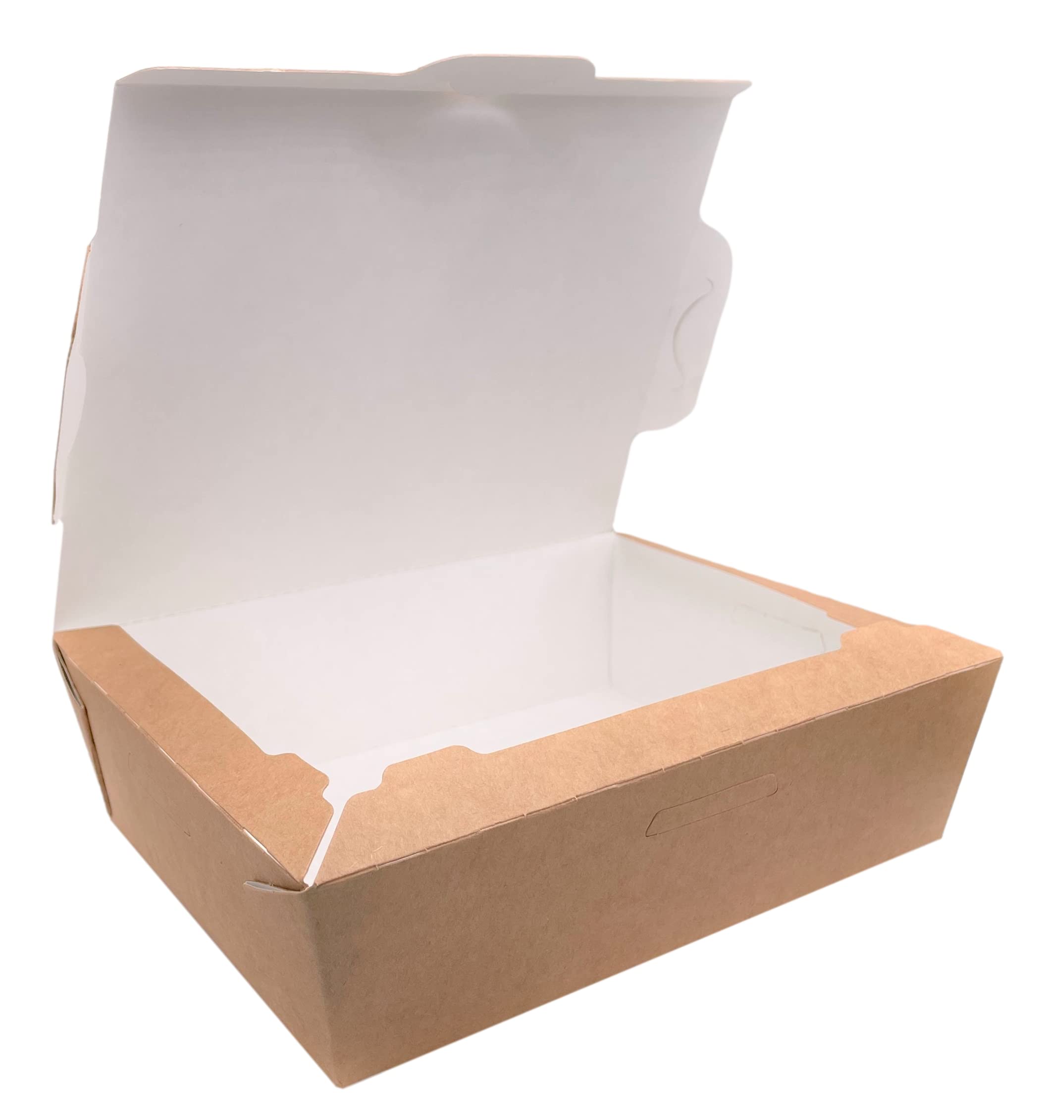 (Opakowanie 50 sztuk) pudełka na lunch z papieru typu kraft, pojemnik na żywność 1000 ml, na wynos fast food jednorazowe szczelne biodegradowalne, ekologiczne nadające się do recyklingu (50, 1000 ml)
