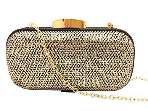 Pochette de soirée strass dorés luxe au design géométrique exclusif