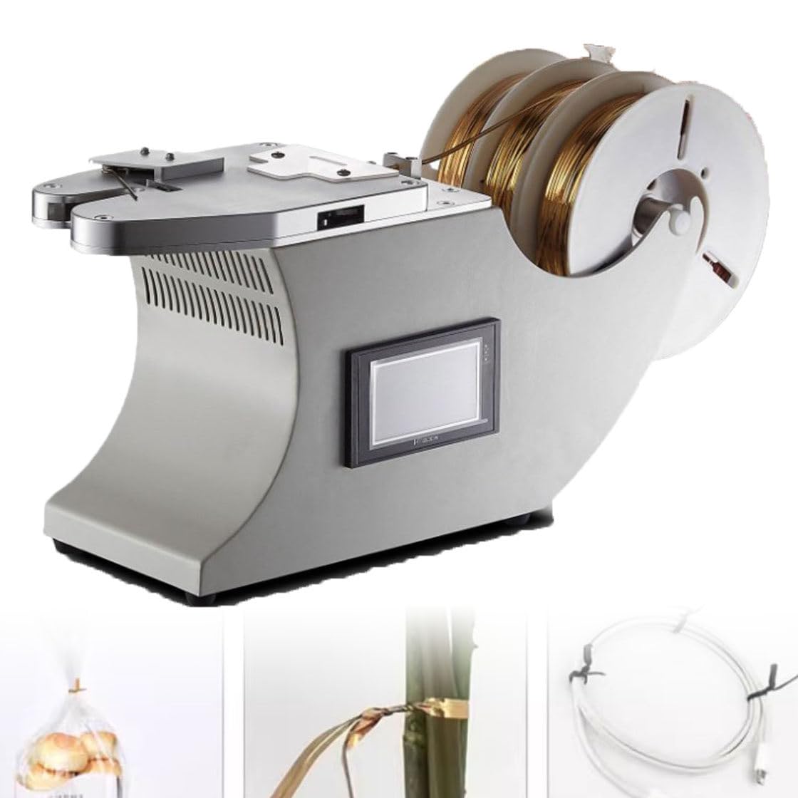 asdchZen Automatic Packaging Sealer With Wire Winding Tying Machine For Efficient Gift, Pastry, Candy, And Fruit Packaging