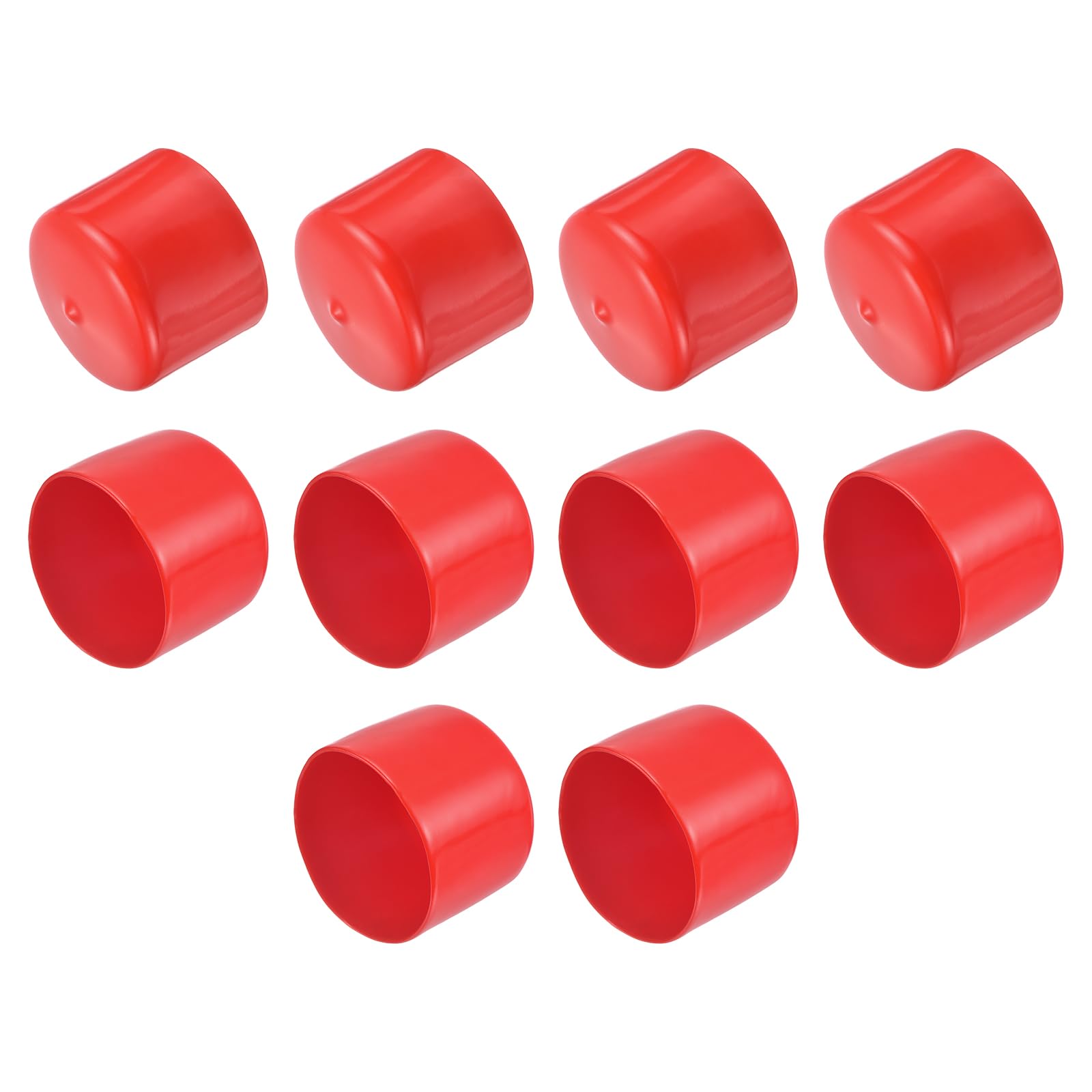 uxcell 10pcs Rubber End Caps 54mm ID Vinyl Round End Cap Cover Screw Thread Protector Red