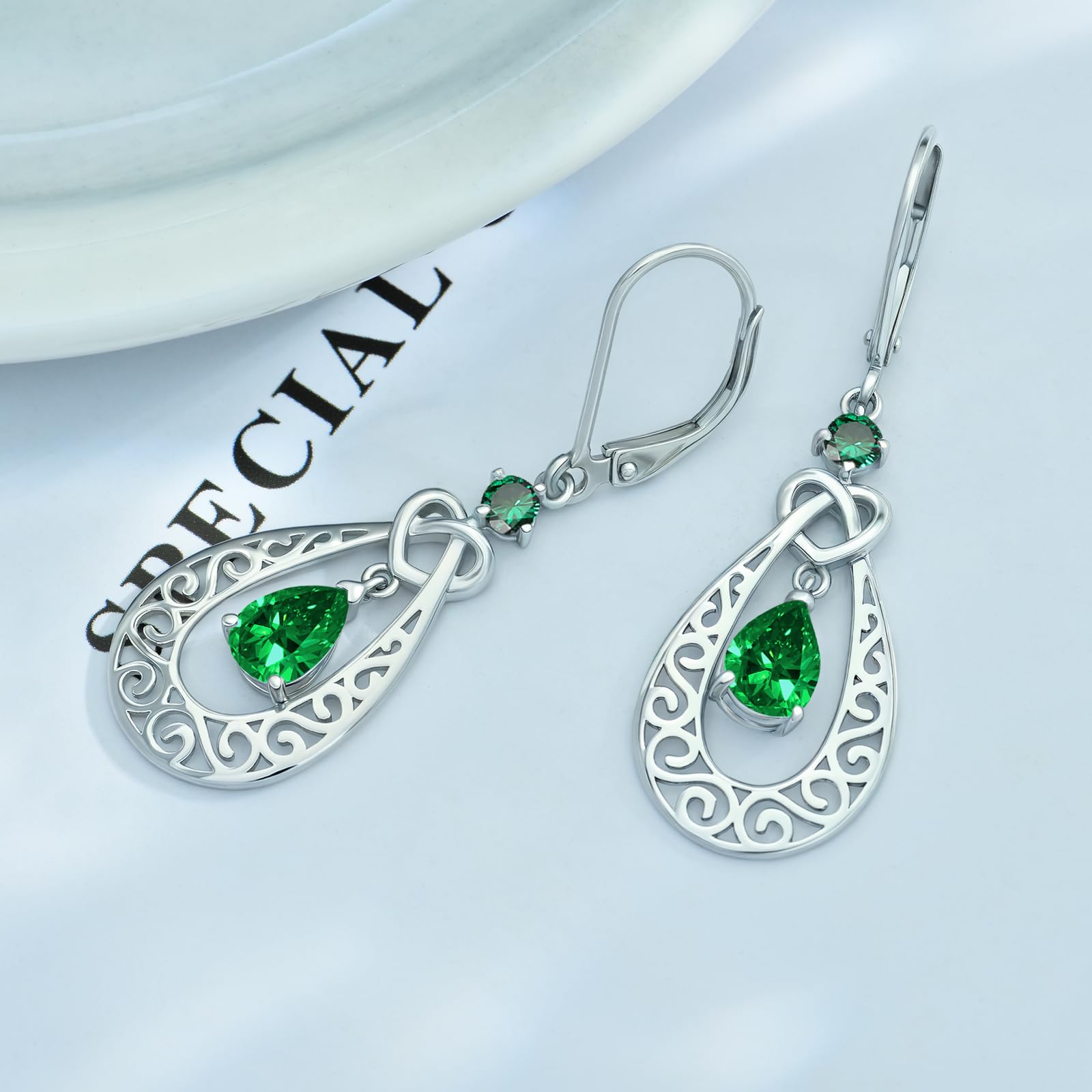 Geburtsstein Ohrringe Damen Silber 925 Infinity Liebe Unendlichkeit Ohrringe Hängend, Geburtstag Jubiläum Schmuck Geschenke für Frauen Mutter Freundin Mama