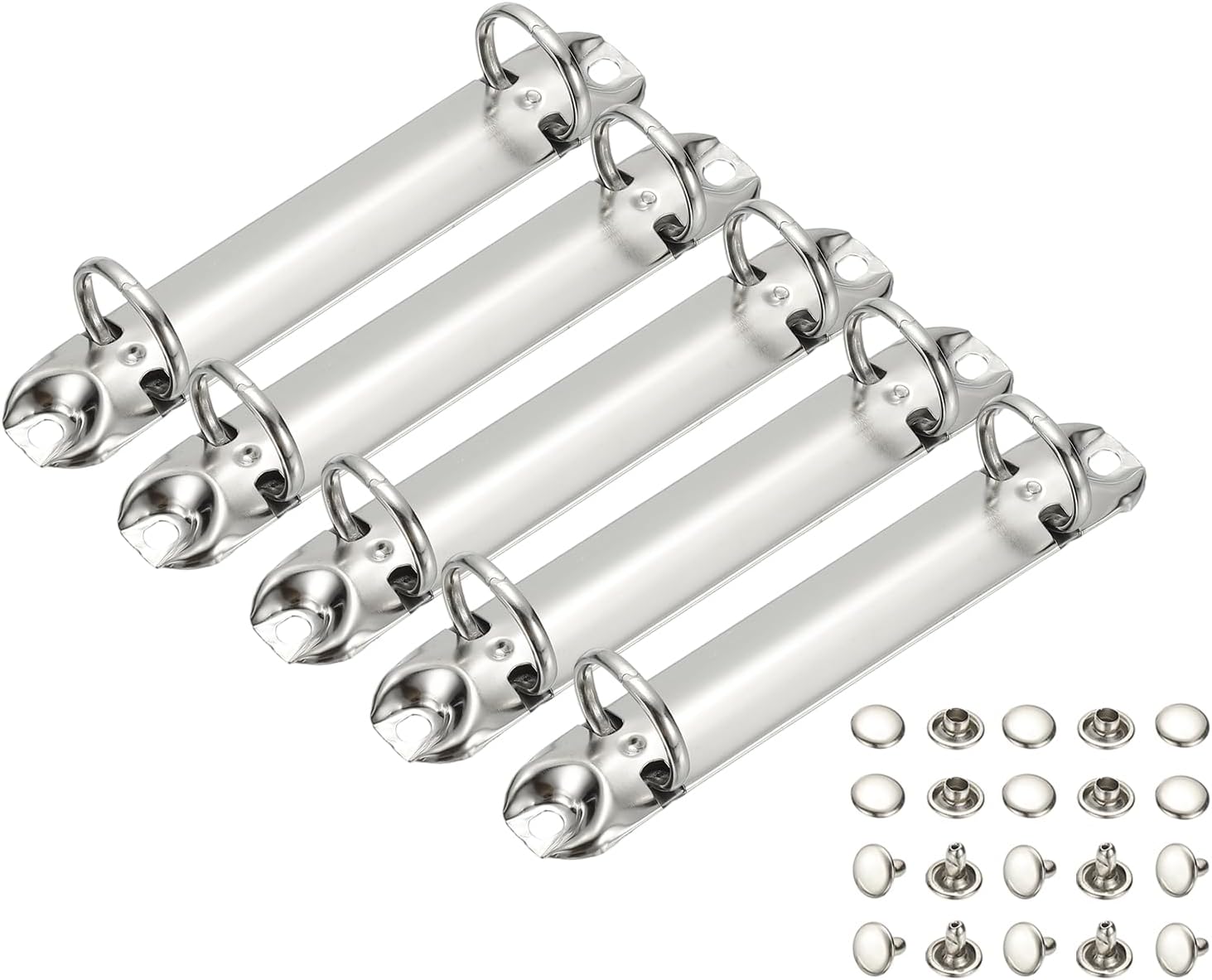 PATIKIL B7 2 Hole Ring Binder Mechanisms, 5 Set 0.8" O Ring Replacement Binder Planner Loose Leaf Binding Spines for Organizers DIY Fill Paper Storage Folder Accessories, 20mm Silver Tone