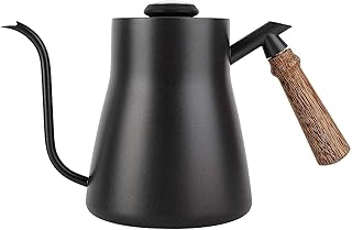 Cafetière Goutte à Goutte de 850 ML, Cafetière Col de Cygne en Acier Inoxydable avec Manche en Bois Convient à La Cuisine au Salon à La Chambre et à La Salle à Manger (avec Thermomètre)