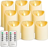 Vista 11 de Juego de velas sin llama de plástico YIWER, a batería, impermeables, 18 unidades: velas con cuerpo de cera marfil parpadeante, incluye