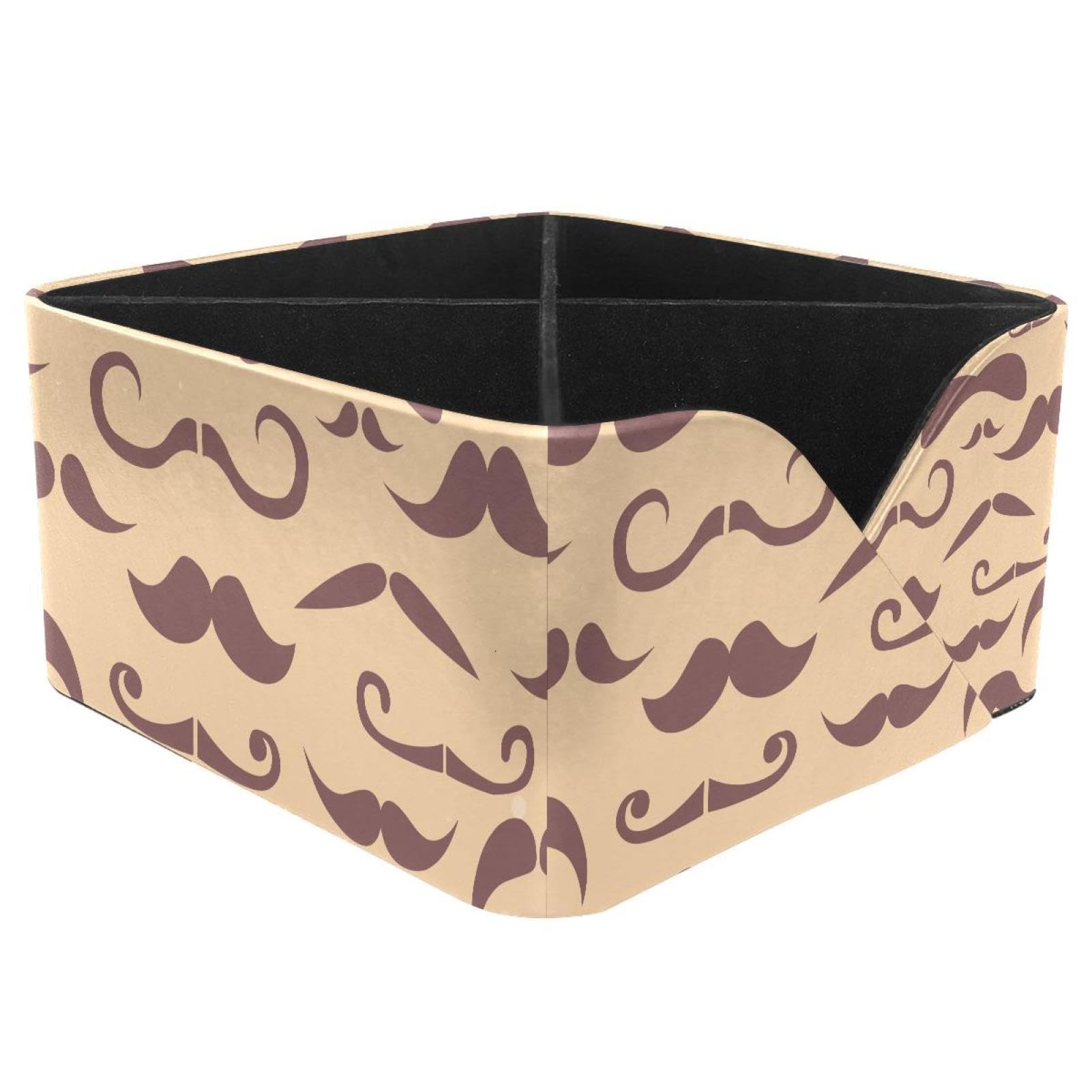 KengjuTesu Cute Moustache Pattern Desktop Organizer Pen Holder, Rectangular Pencil Cup for Office, Study and Makeup Stations