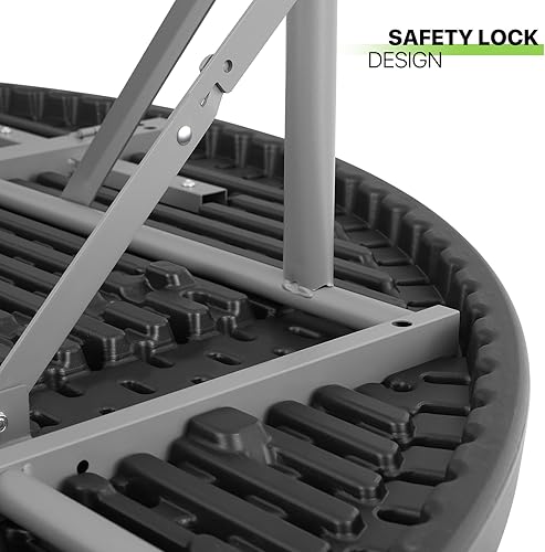 Miniatura 5 de Magshion Mesa plegable redonda de 53 pulgadas, 4.5 pies, mesa de plástico plegable para tarjetas de comedor comerciales con asa de transporte para