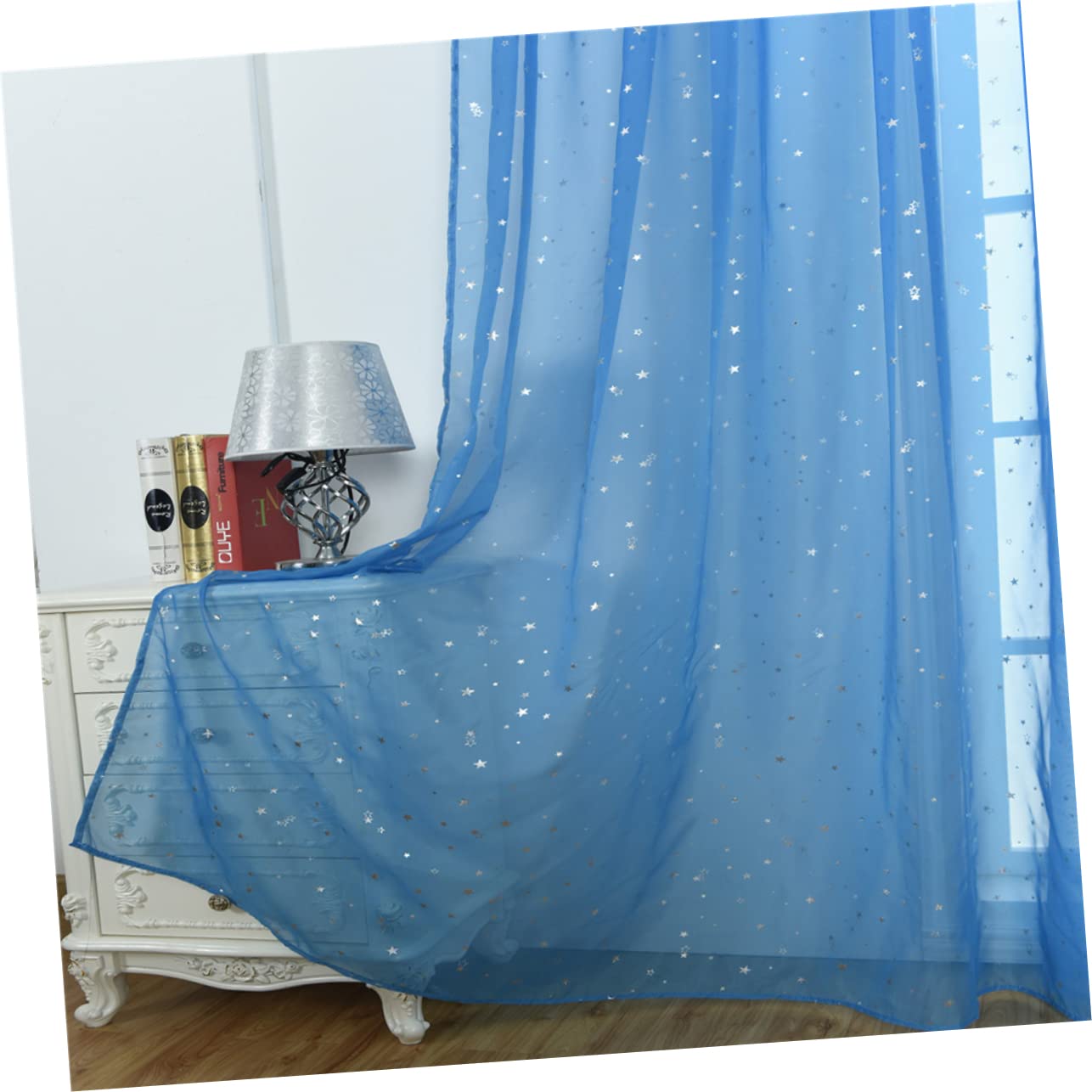 Cortinas De Tul Con Estampado De Estrellas Cortinas De Ventana Sheer Purdah Para Sala De Estar