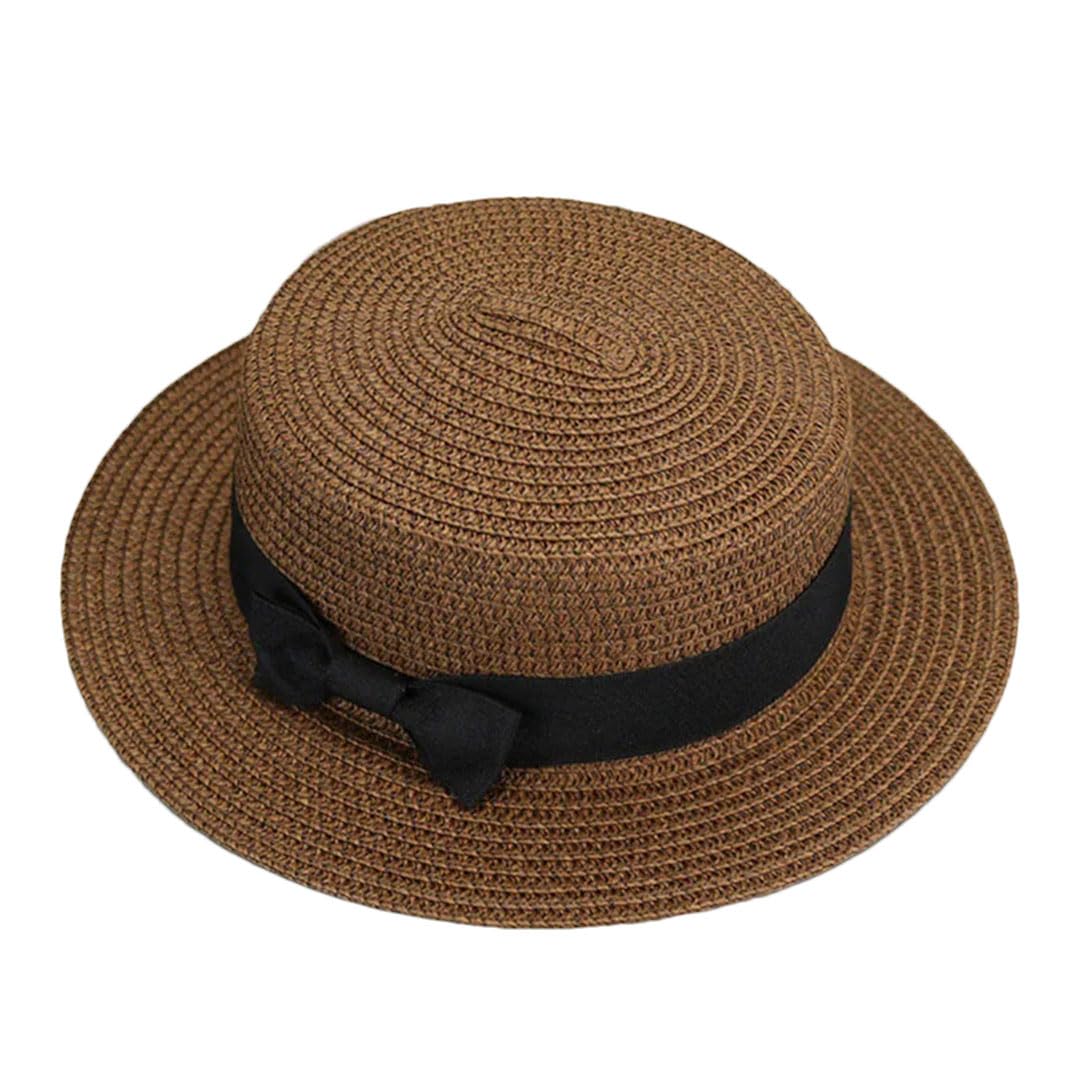 EYRMQWJPC Wide Brim Sun Hat, Women's Straw Sun Protection Panama Bucket Hat Multicolor Multiple Sizes(Brown)